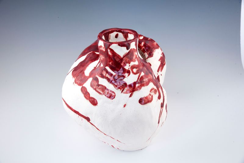 Bloody Hand Vase Ceramic Piece