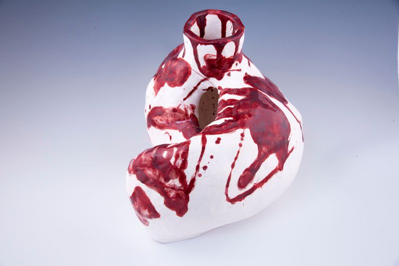 Bloody Hand Vase Ceramic Piece